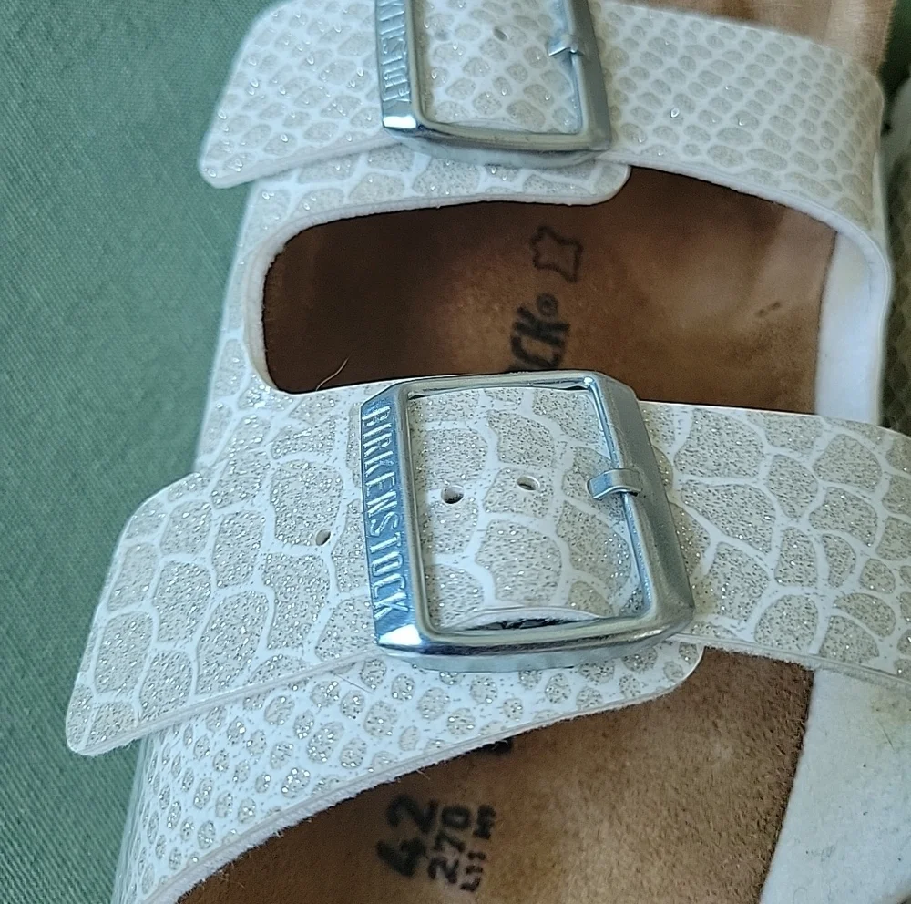 Sparkly Magic Snake Arizona Double Strap Sandals with Silver Buckles SZ 11 M